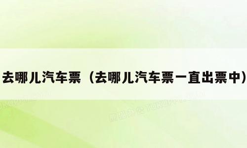 去哪儿汽车票（去哪儿汽车票一直出票中）