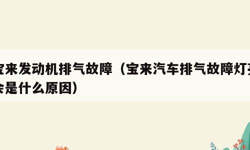 宝来发动机排气故障（宝来汽车排气故障灯亮会是什么原因）