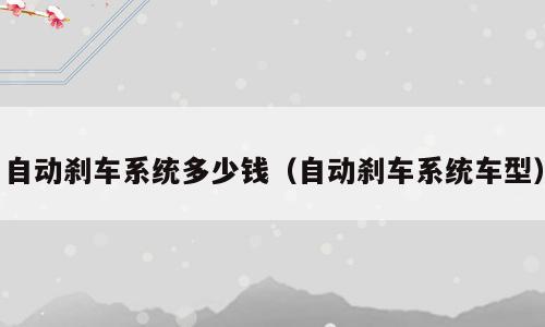 自动刹车系统多少钱（自动刹车系统车型）