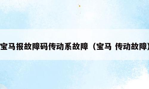 宝马报故障码传动系故障（宝马 传动故障）
