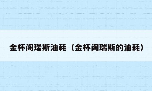 金杯阁瑞斯油耗（金杯阁瑞斯的油耗）