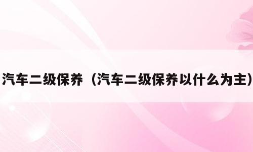 汽车二级保养（汽车二级保养以什么为主）
