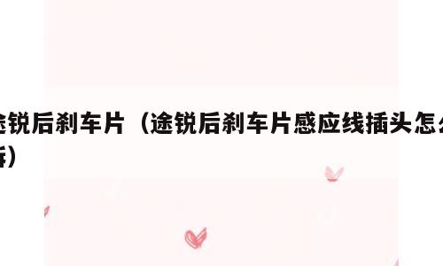 途锐后刹车片（途锐后刹车片感应线插头怎么拆）