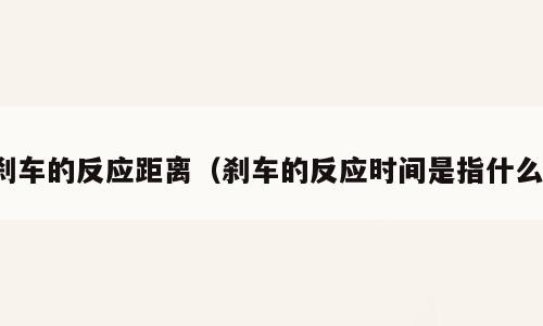 刹车的反应距离（刹车的反应时间是指什么）