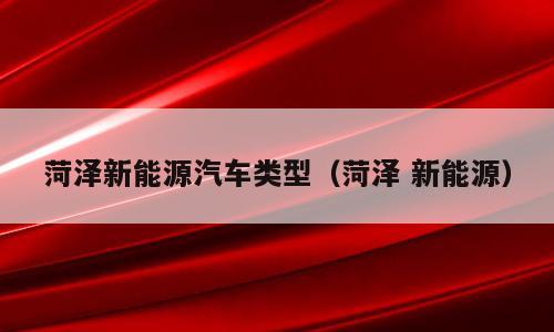 菏泽新能源汽车类型（菏泽 新能源）