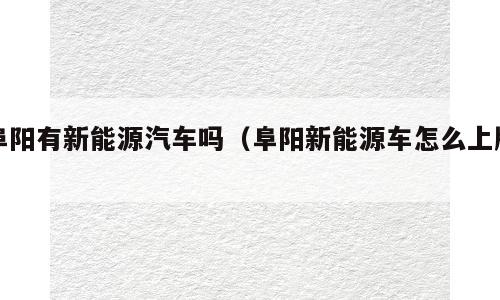 阜阳有新能源汽车吗（阜阳新能源车怎么上牌）