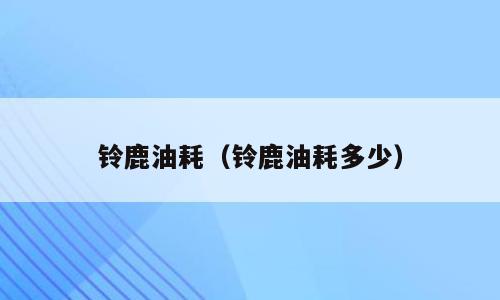 铃鹿油耗（铃鹿油耗多少）