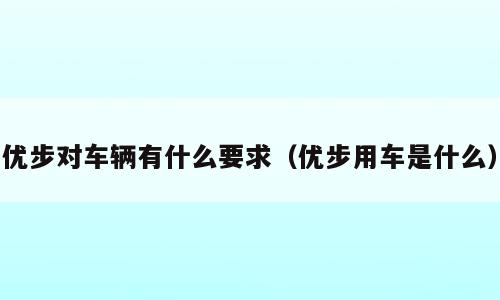 优步对车辆有什么要求（优步用车是什么）