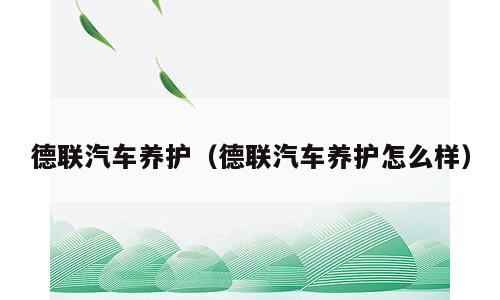 德联汽车养护（德联汽车养护怎么样）