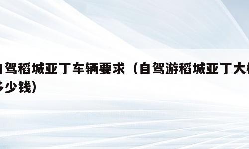 自驾稻城亚丁车辆要求（自驾游稻城亚丁大概多少钱）