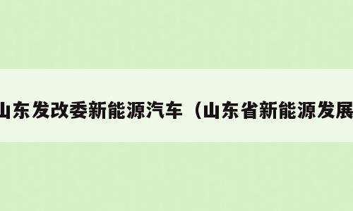 山东发改委新能源汽车（山东省新能源发展）