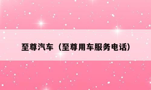 至尊汽车（至尊用车服务电话）