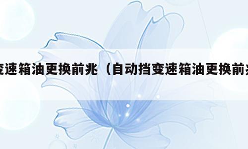 变速箱油更换前兆（自动挡变速箱油更换前兆）