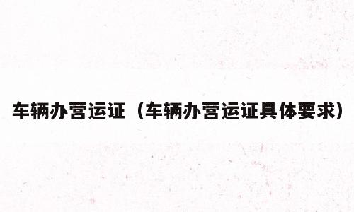 车辆办营运证（车辆办营运证具体要求）