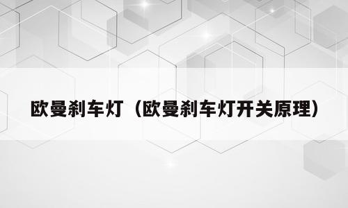 欧曼刹车灯（欧曼刹车灯开关原理）