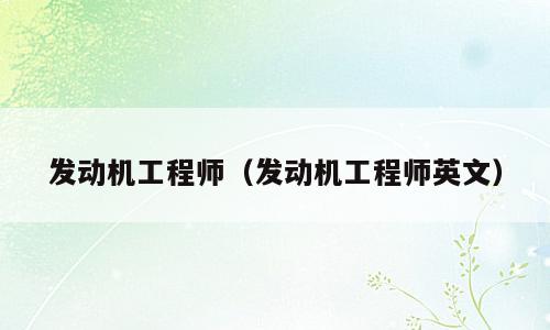发动机工程师（发动机工程师英文）