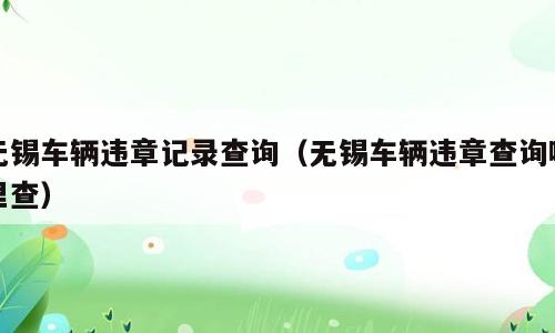 无锡车辆违章记录查询（无锡车辆违章查询哪里查）