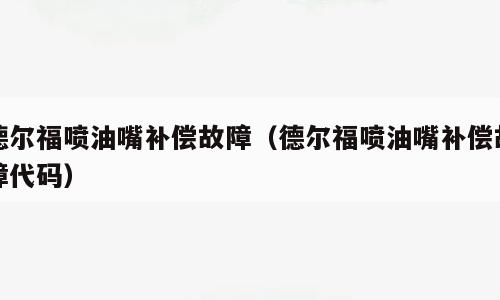 德尔福喷油嘴补偿故障（德尔福喷油嘴补偿故障代码）