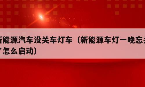 新能源汽车没关车灯车（新能源车灯一晚忘关了怎么启动）
