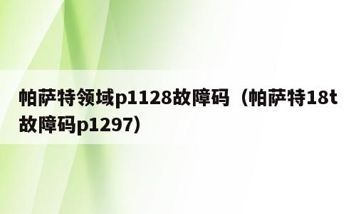 帕萨特领域p1128故障码（帕萨特18t故障码p1297）