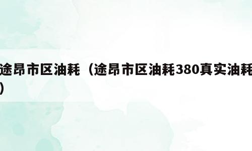 途昂市区油耗（途昂市区油耗380真实油耗）