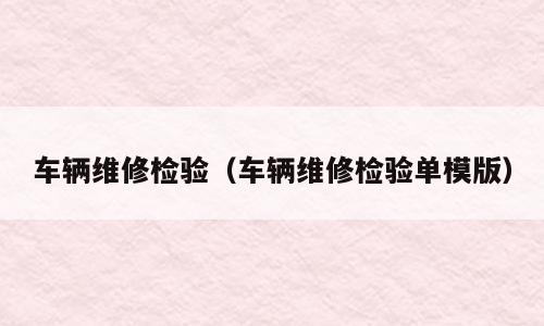 车辆维修检验（车辆维修检验单模版）