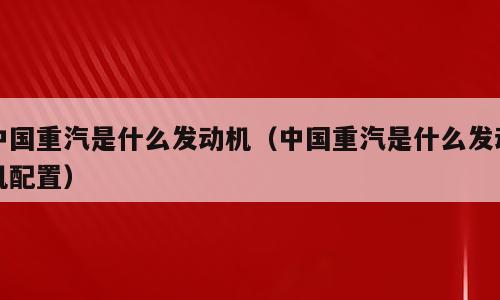 中国重汽是什么发动机（中国重汽是什么发动机配置）
