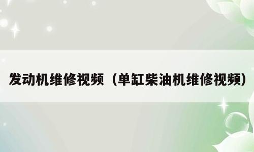 发动机维修视频（单缸柴油机维修视频）