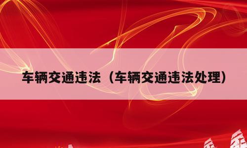 车辆交通违法（车辆交通违法处理）