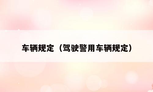 车辆规定（驾驶警用车辆规定）