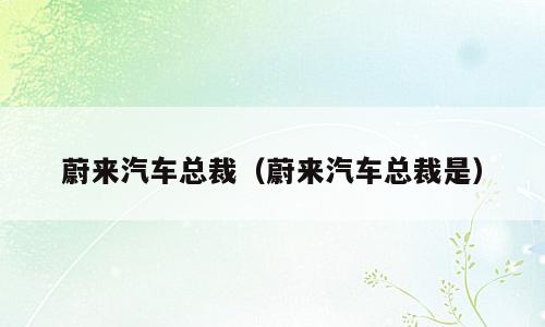 蔚来汽车总裁（蔚来汽车总裁是）