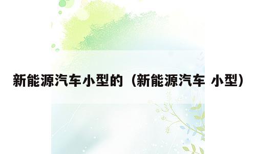 新能源汽车小型的（新能源汽车 小型）