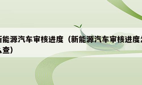 新能源汽车审核进度（新能源汽车审核进度怎么查）