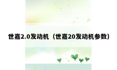 世嘉2.0发动机（世嘉20发动机参数）