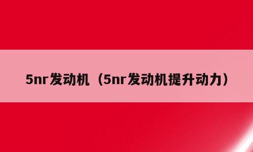 5nr发动机（5nr发动机提升动力）