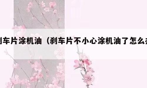 刹车片涂机油（刹车片不小心涂机油了怎么办）