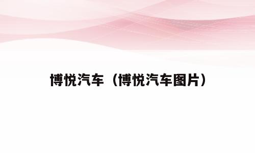 博悦汽车（博悦汽车图片）