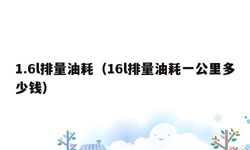 1.6l排量油耗（16l排量油耗一公里多少钱）