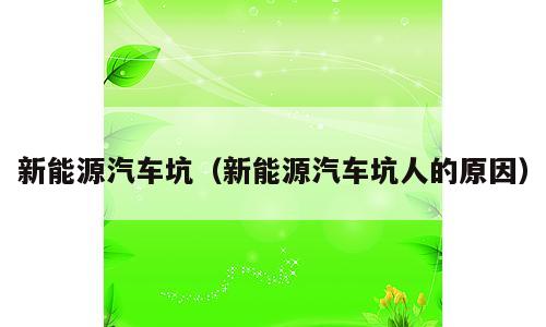新能源汽车坑（新能源汽车坑人的原因）