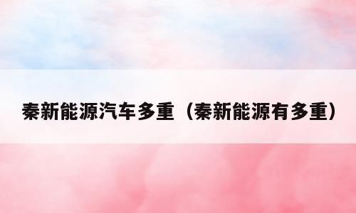 秦新能源汽车多重（秦新能源有多重）