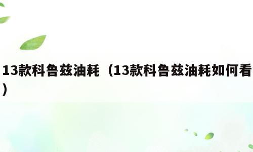 13款科鲁兹油耗（13款科鲁兹油耗如何看）