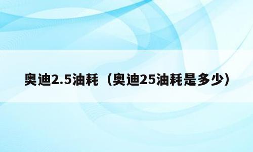 奥迪2.5油耗（奥迪25油耗是多少）