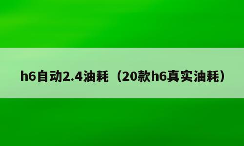 h6自动2.4油耗（20款h6真实油耗）