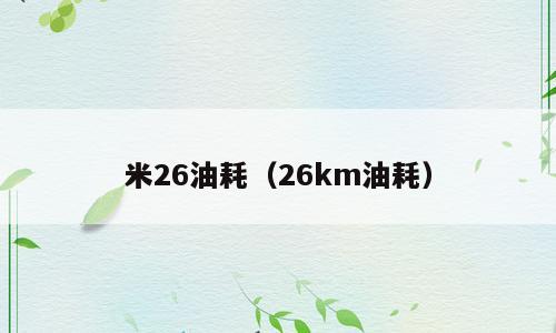 米26油耗（26km油耗）