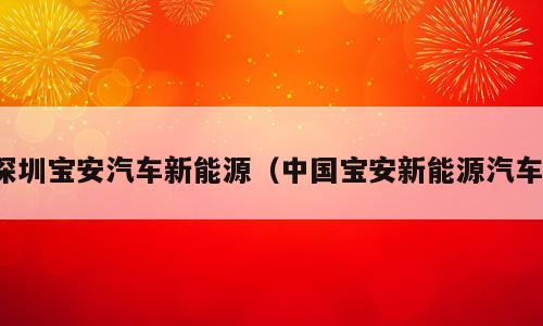 深圳宝安汽车新能源（中国宝安新能源汽车）