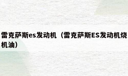 雷克萨斯es发动机（雷克萨斯ES发动机烧机油）