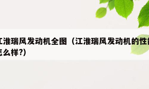 江淮瑞风发动机全图（江淮瑞风发动机的性能怎么样?）