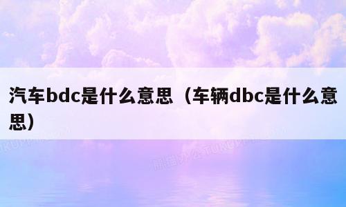 汽车bdc是什么意思（车辆dbc是什么意思）