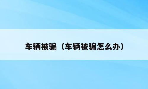 车辆被骗（车辆被骗怎么办）