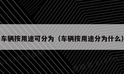 车辆按用途可分为（车辆按用途分为什么）